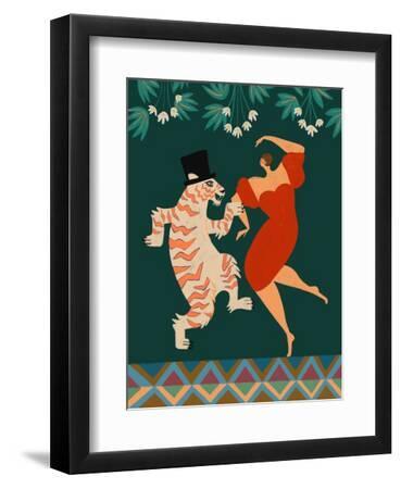 A Date with a Wild Cat - Black Framed Art Print Wall Art, 9x12