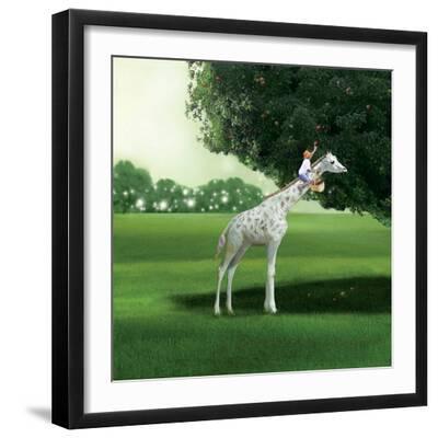 Applepicking - Black Framed Art Print Wall Art, 16x16