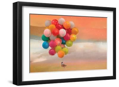 Balloon Ride - Black Framed Art Print Wall Art, 18x12