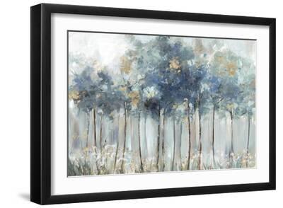 Blue Golden Forest - Black Framed Art Print Wall Art, 18x12