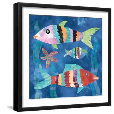 Boho Reef Fish I - Black Framed Art Print Wall Art, 16x16