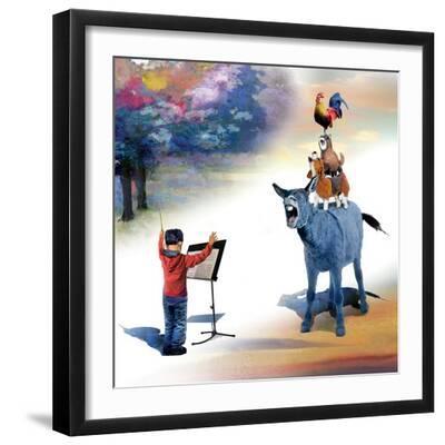 Bremen Musicians - Black Framed Art Print Wall Art, 16x16