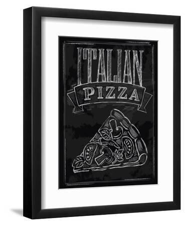 Chalk Pizza - Black Framed Art Print Wall Art, 9x12