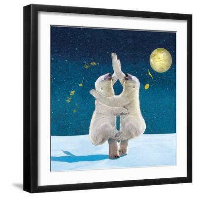 Dancing Bears - Black Framed Art Print Wall Art, 16x16