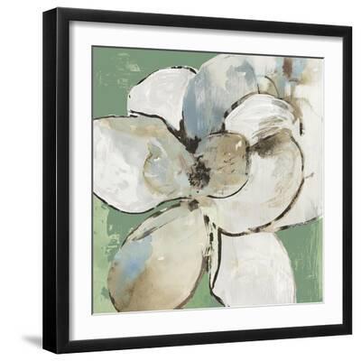 Emerald Flower I - Black Framed Art Print Wall Art, 16x16