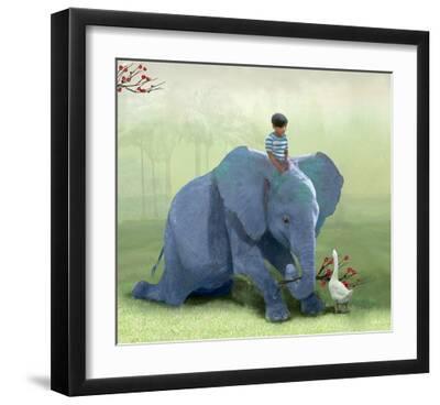Helping a Friend - Black Framed Art Print Wall Art, 16x16