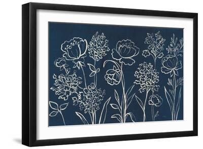 Indigo Floral I - Black Framed Art Print Wall Art, 18x12
