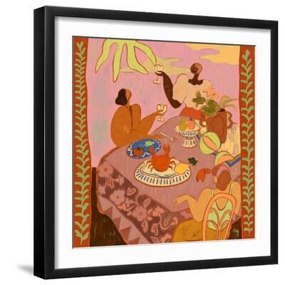 Luncheon with the Ladies - Black Framed Art Print Wall Art, 16x16