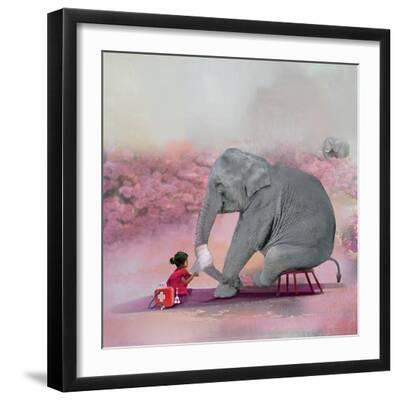 My Elephant Friend - Black Framed Art Print Wall Art, 16x16