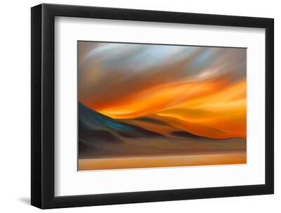 Orange Landscape - Black Framed Art Print Wall Art, 12x8
