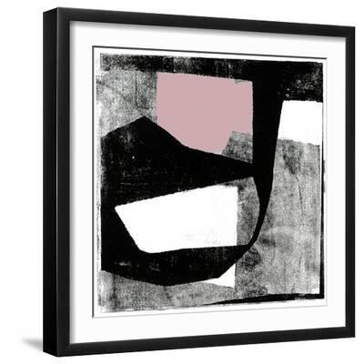 Pink and Black Abstract Shapes Print No1 - Black Framed Art Print Wall Art, 16x16