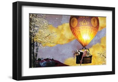 Sleep Balloon - Black Framed Art Print Wall Art, 18x12