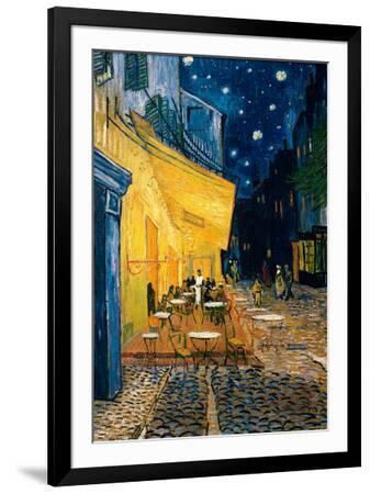 The Cafe Terrace on the Place du Forum, Arles, at Night, c.1888 - Black Framed Art Print Wall Art, 27x39