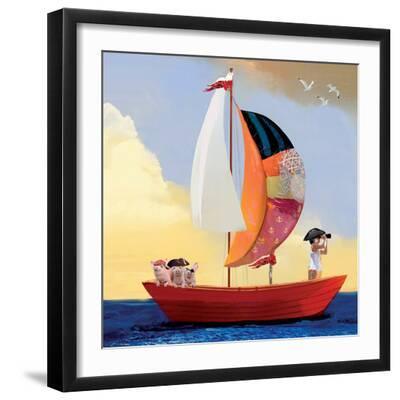 The Three Pigs - Black Framed Art Print Wall Art, 16x16