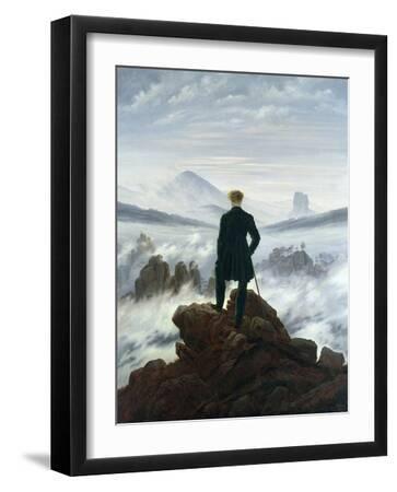 The Wanderer Above the Sea of Fog, 1818 - Black Framed Art Print Wall Art, 12x16
