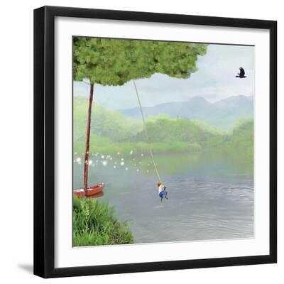Tree Swing - Black Framed Art Print Wall Art, 16x16