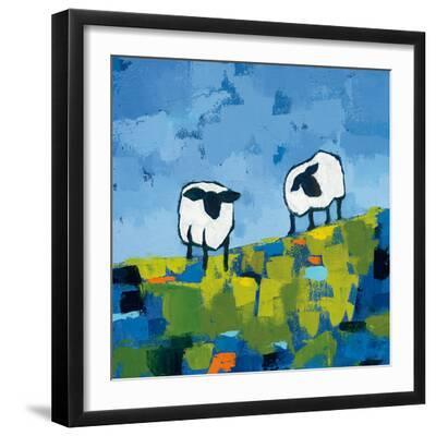 Two Sheep - Black Framed Art Print Wall Art, 16x16