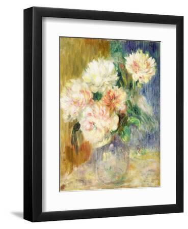 Vase with Peonies by Renoir - Black Framed Art Print Wall Art, 9x12