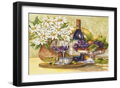 Wine and Daisies - Black Framed Art Print Wall Art, 18x12